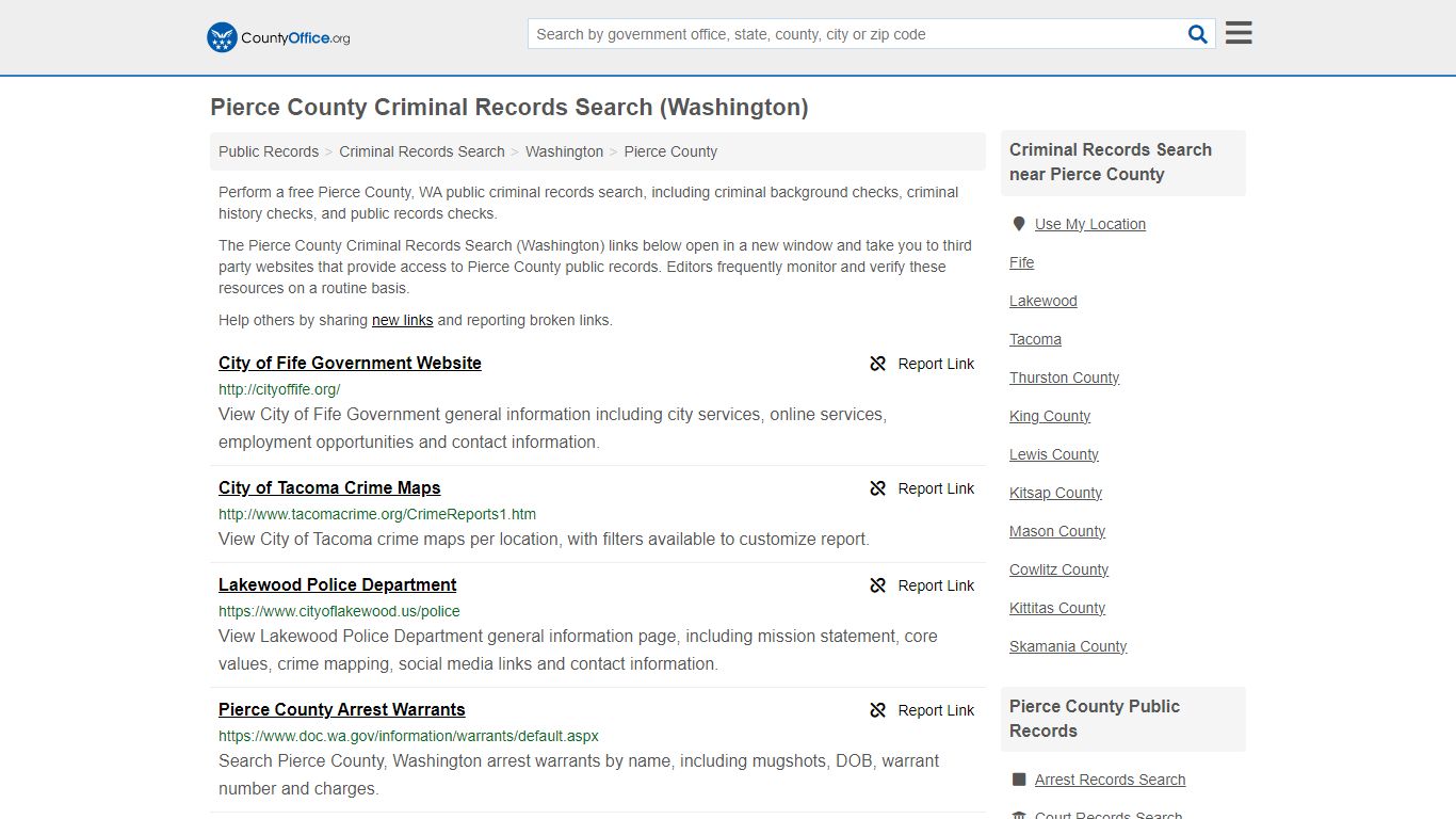 Criminal Records Search - Pierce County, WA (Arrests, Jails & Most ...