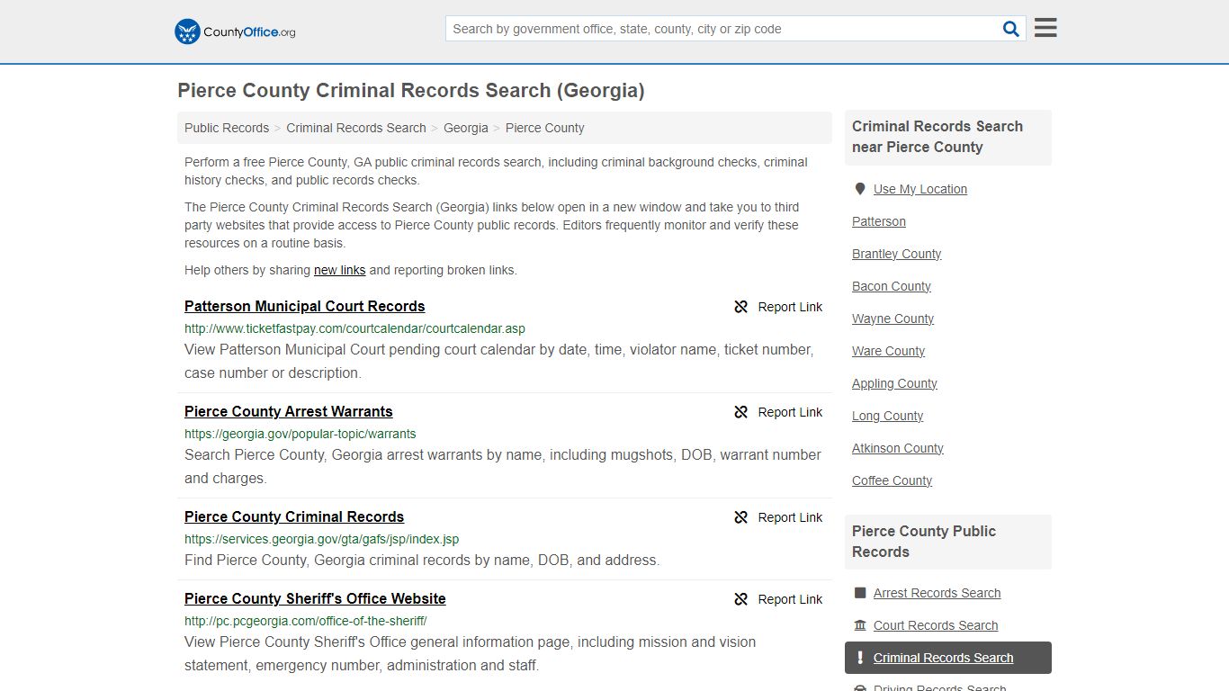 Criminal Records Search - Pierce County, GA (Arrests, Jails & Most ...